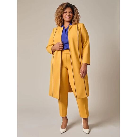 Kasper Jackets & Blazers - Kasper Women’s Gold and Blue Long Jacket Topper NWT Size XL Sold out online